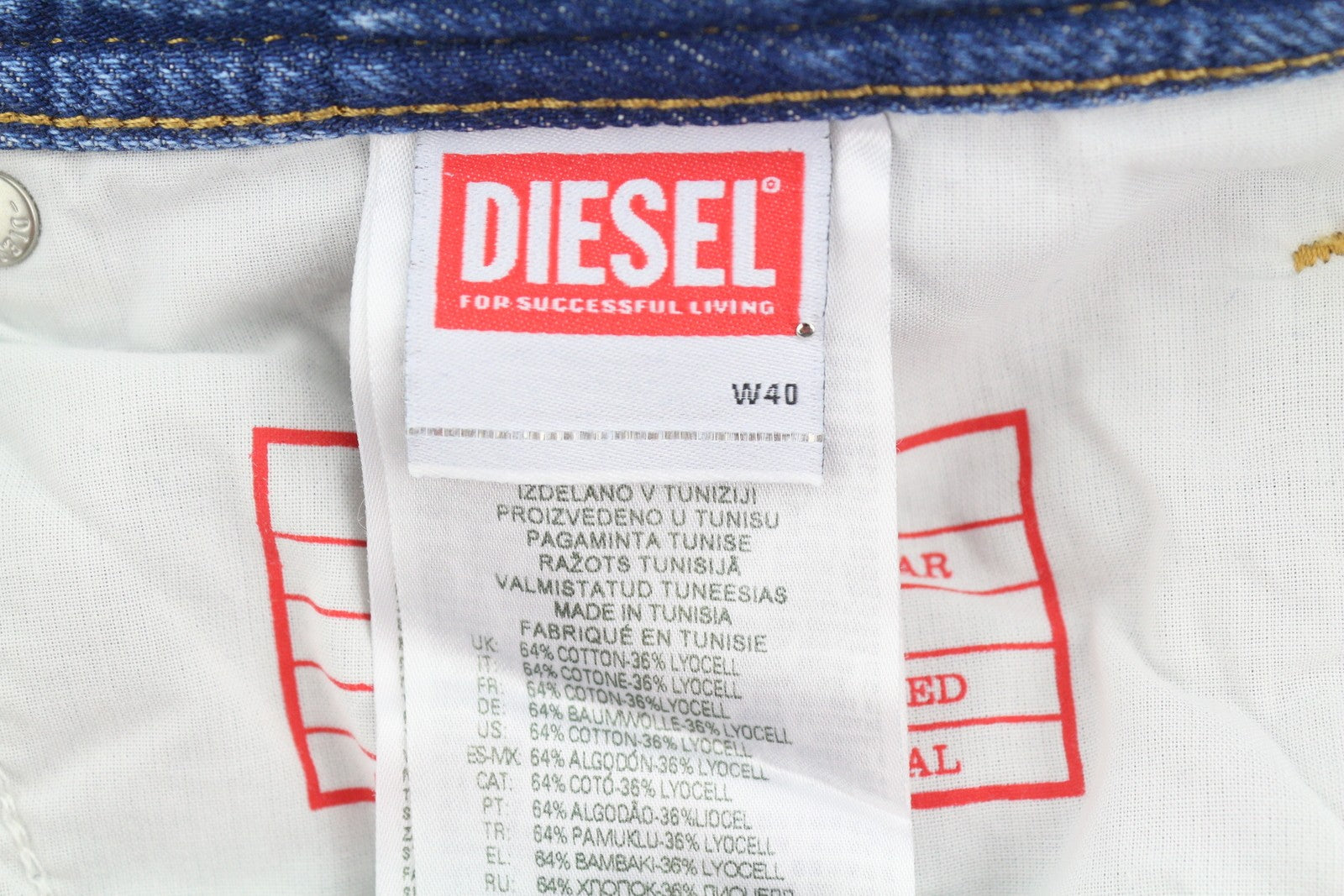 Diesel 2003 D-finitive 09h95 Masculino Jeansazul Regular Tapered Fit Rrp195