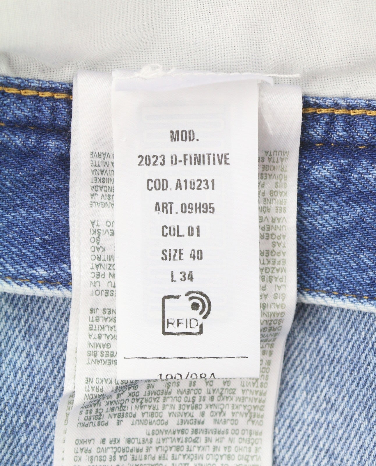 Diesel 2003 D-finitive 09h95 Masculino Jeansazul Regular Tapered Fit Rrp195