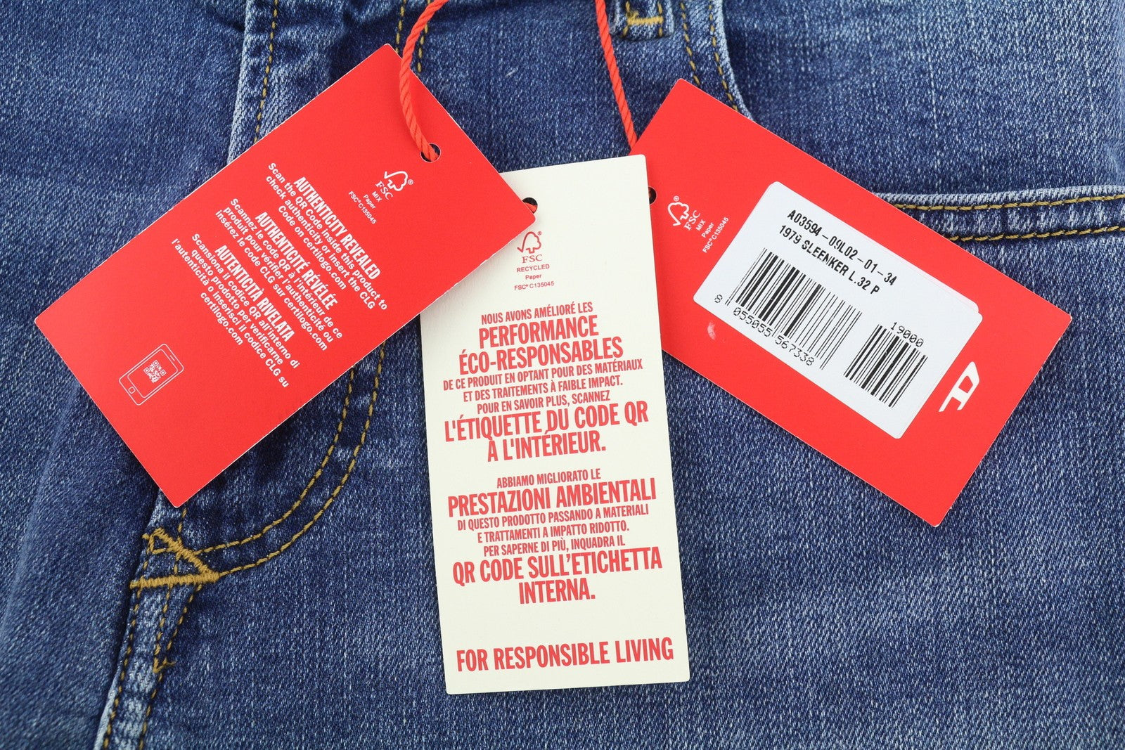 Diesel 1979 Sleenker 09l02 Herre Jeansblå Falmet Skinny Lav talje
