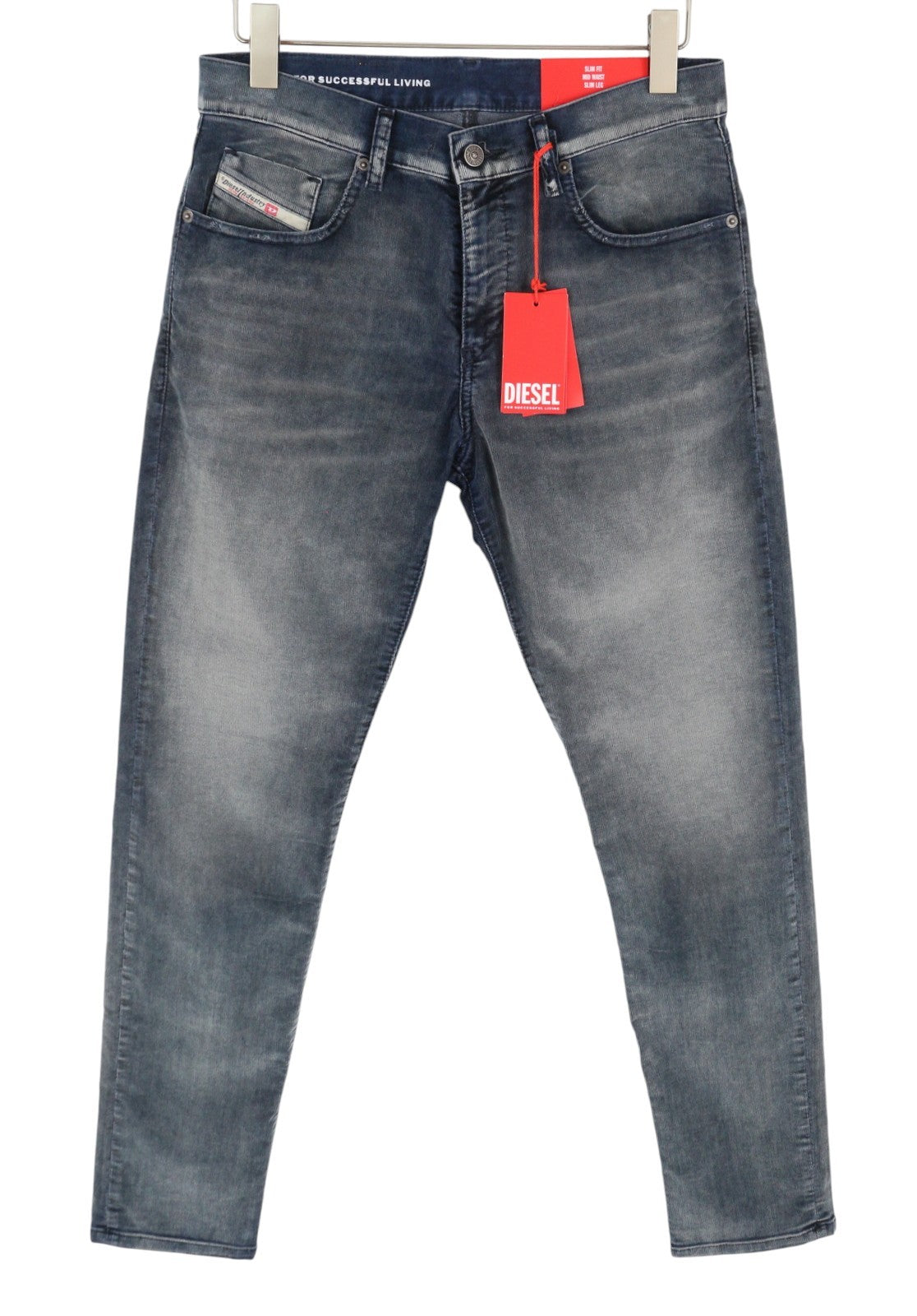 Diesel 2019 D-strukt 068jf Calça Masculina Azul Veludo Slim Fit Rrp225