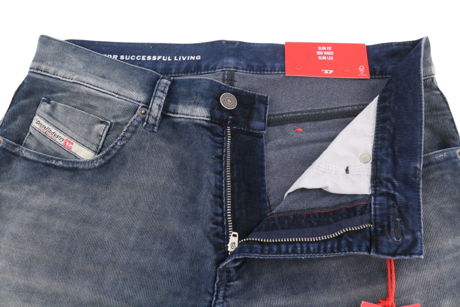 Diesel 2019 D-strukt 068jf Calça Masculina Azul Veludo Slim Fit Rrp225