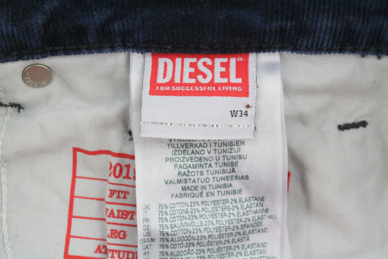 Pantaloni pentru bărbați Diesel 2019 D-strukt 068jf, albastru, velur, slim Fit Rrp225