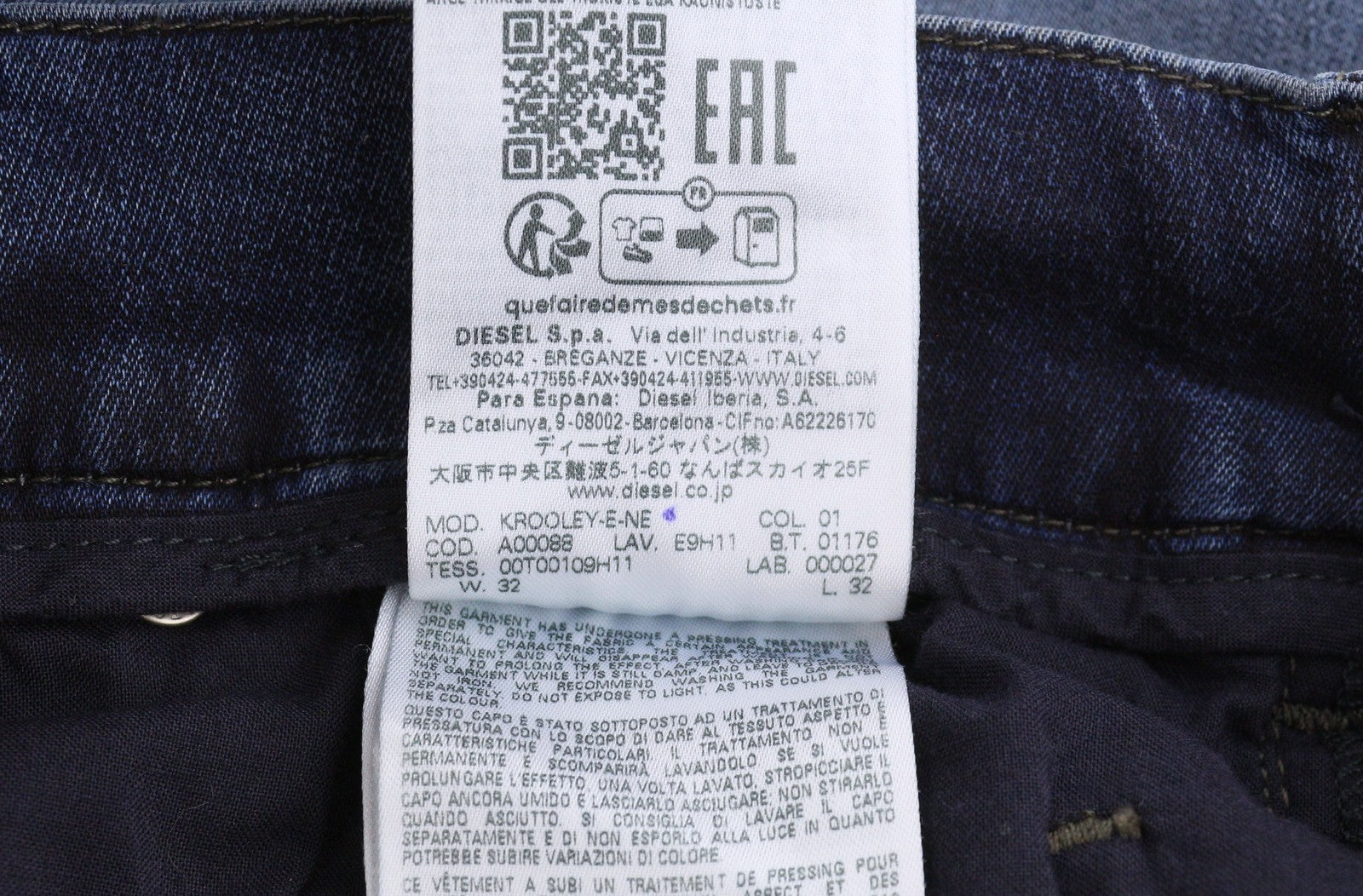 Diesel Krooley-e-ne E9h11 Fir Jeansblue Anacair Faded Jogg Rrp295