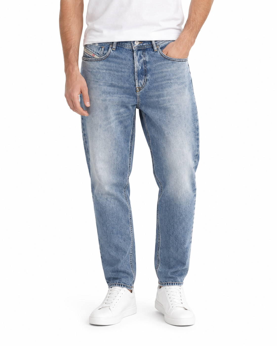 Diesel 2003 D-finitive 09h95 Uomo Jeansblu Faded Tapered Fit Rrp195