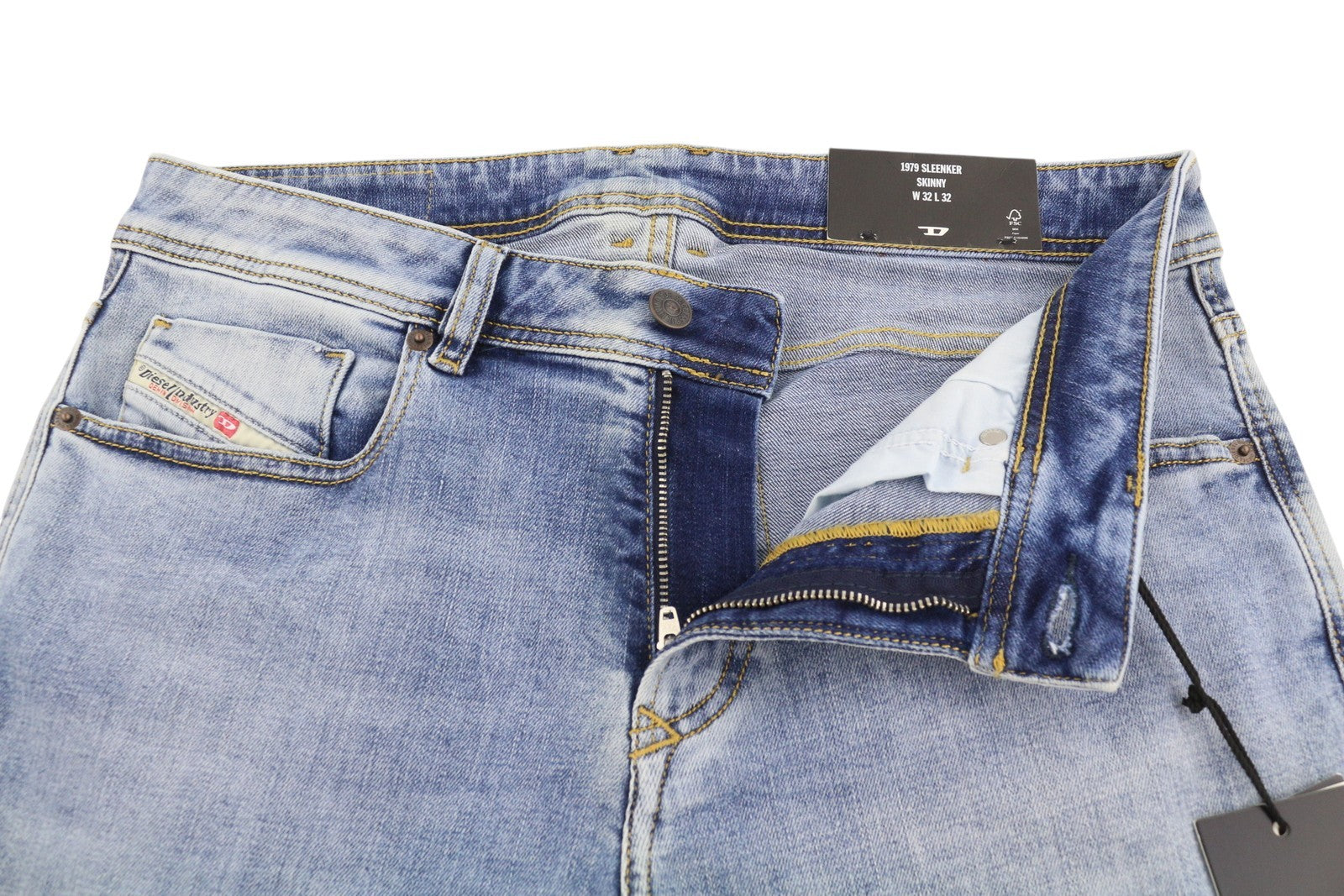 Diesel 1979 Sleenker R329k Hombre Vaqueros Azul Desteñido Corte Pitillo Rrp195
