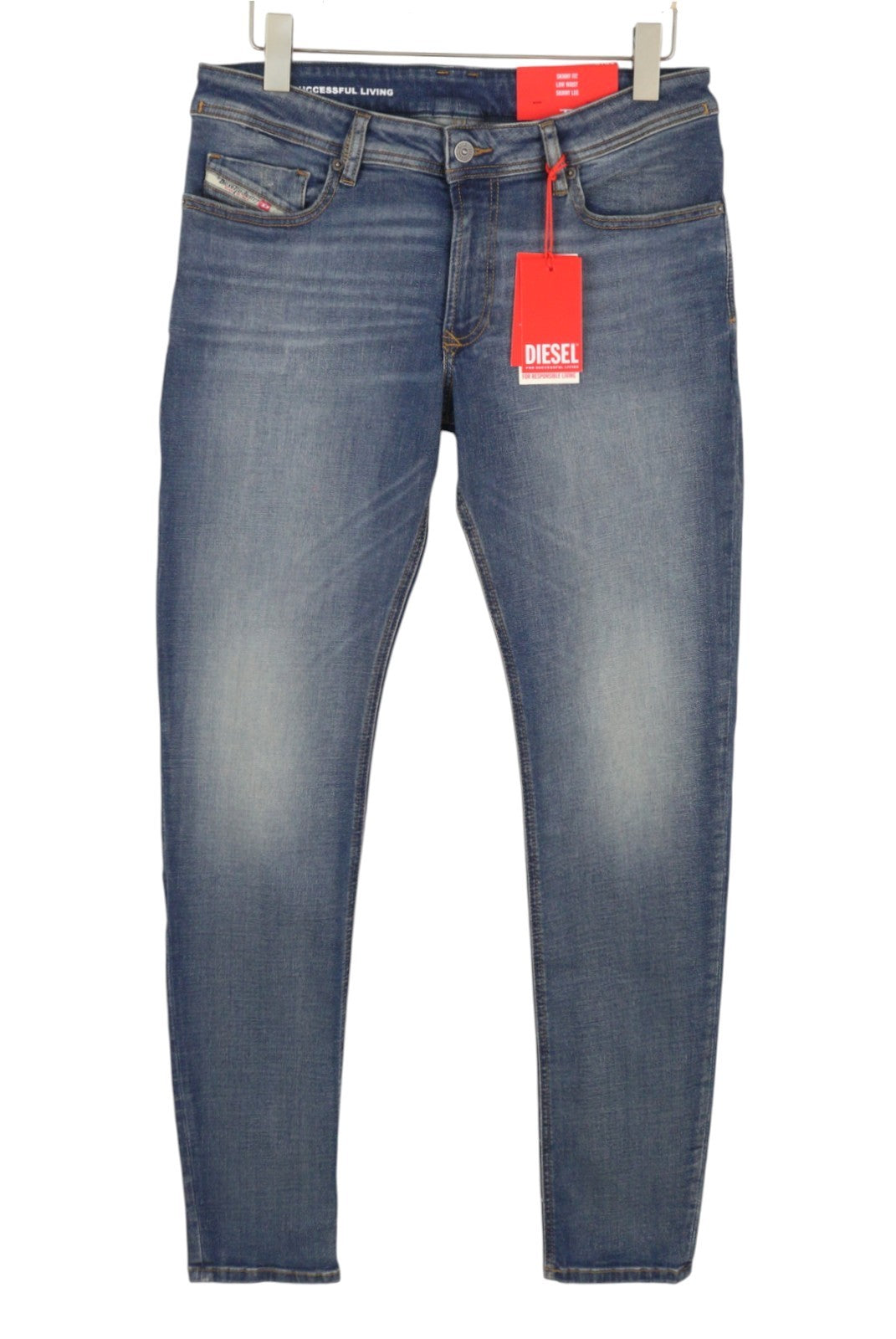 Diesel 1979 Sleenker 0pfaw Jeans bleu délavé skinny taille basse Rrp175