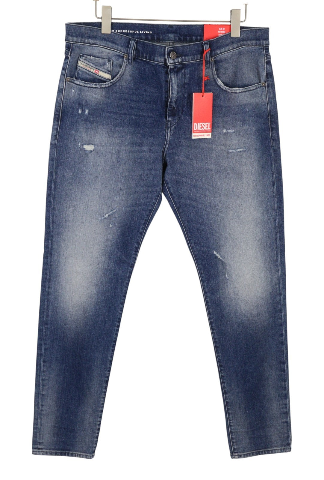 Diesel 2019 D-strukt 09j61 Pánské Jeansblue Faded Distress Slim Rrp195
