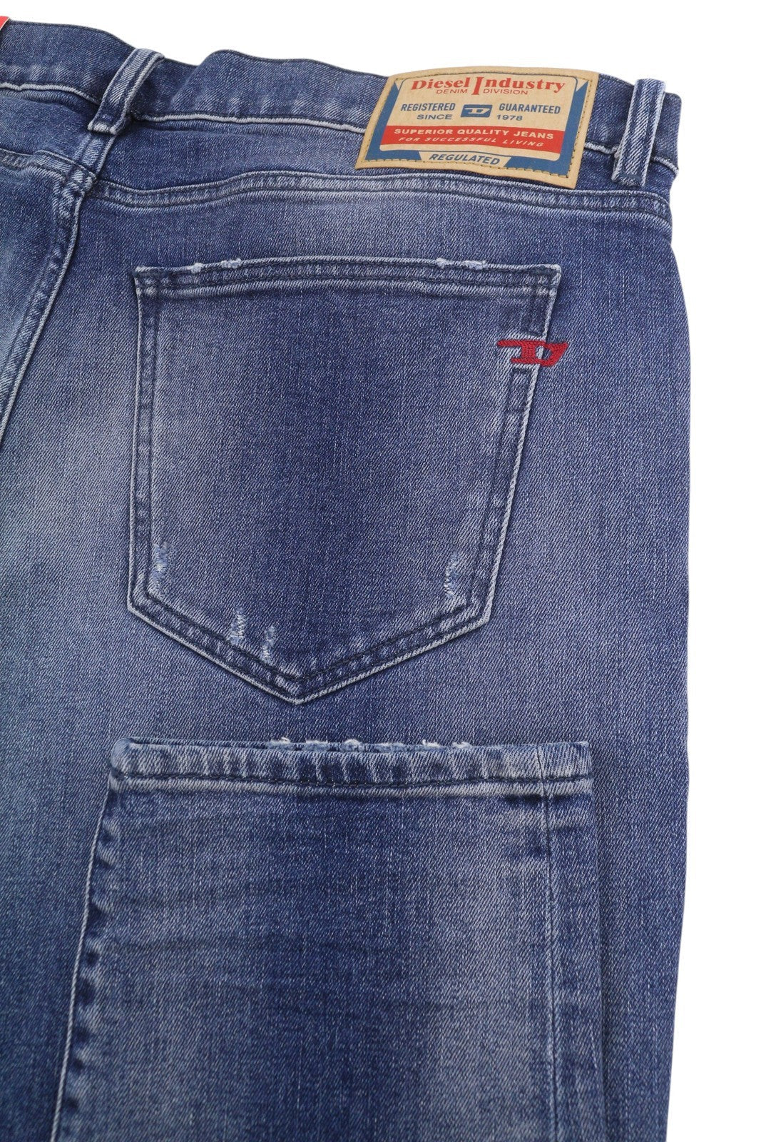 Diesel 2019 D-strukt 09j61 Pánské Jeansblue Faded Distress Slim Rrp195