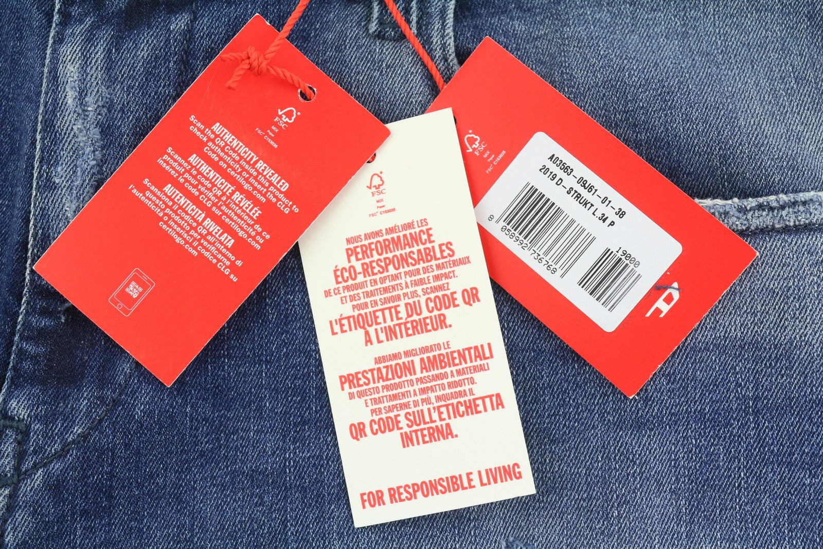 Diesel 2019 D-strukt 09j61 Pánské Jeansblue Faded Distress Slim Rrp195