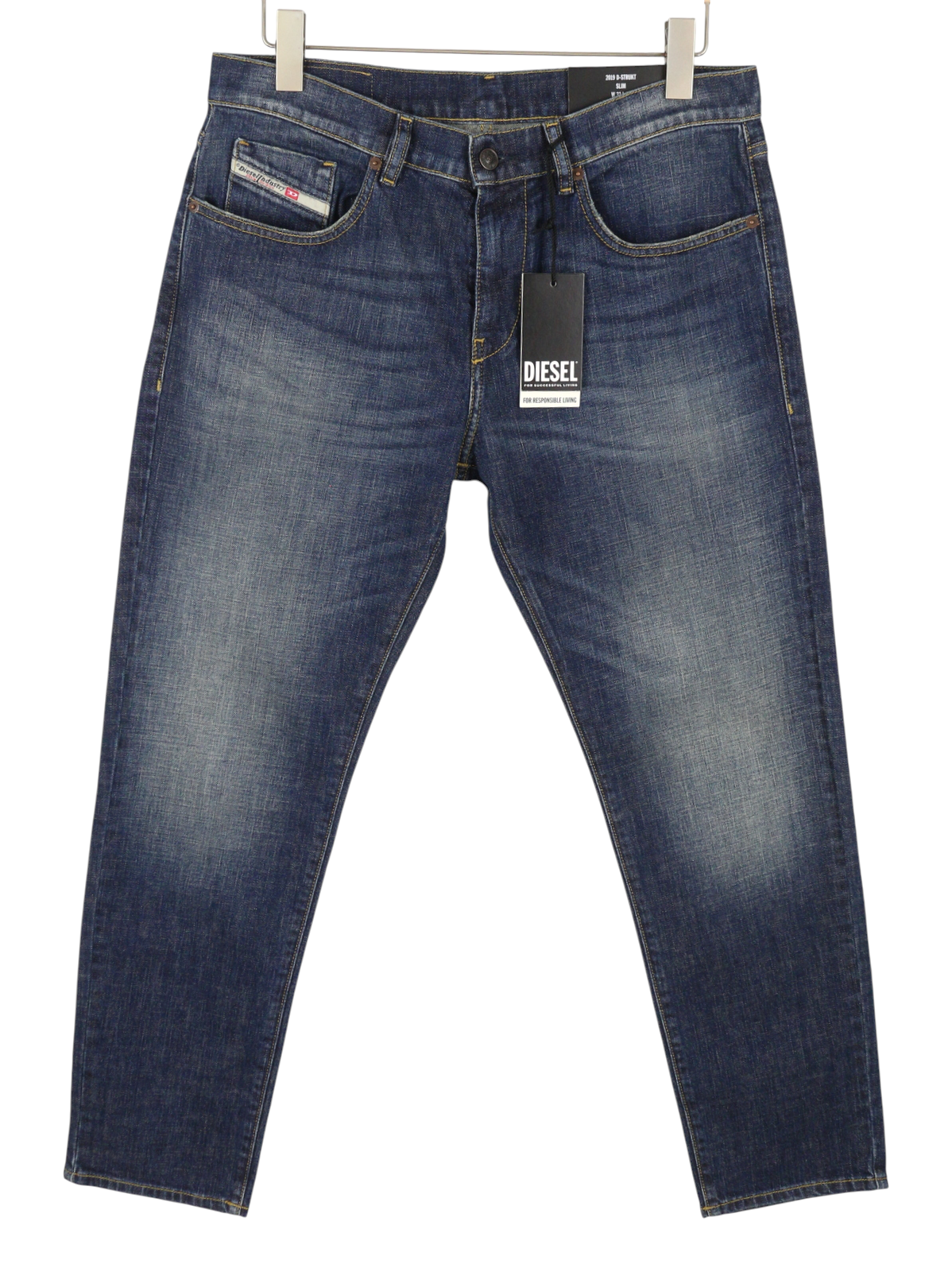Diesel 2019 D-strukt-r R08ic Uomo Jeansblu Baffi Faded Slim Rrp195