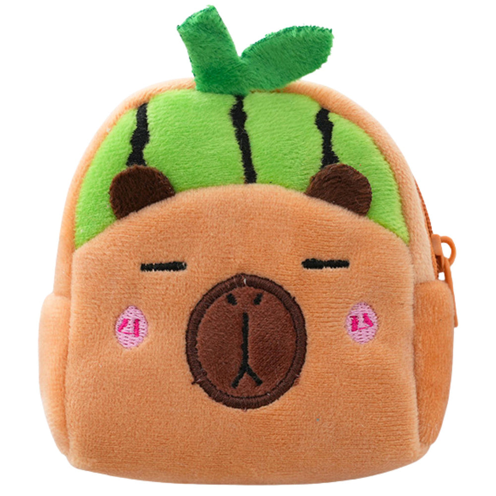 Plush Wallet With Keychain Capybara Watermelon Green 9.5 X 8 Cm