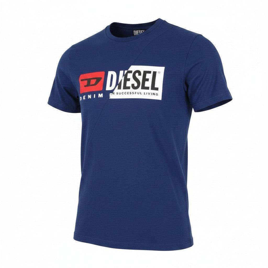Diesel T-diego-cuty Men T-shirtblue Cotton Tricot Crew Short Sleeve