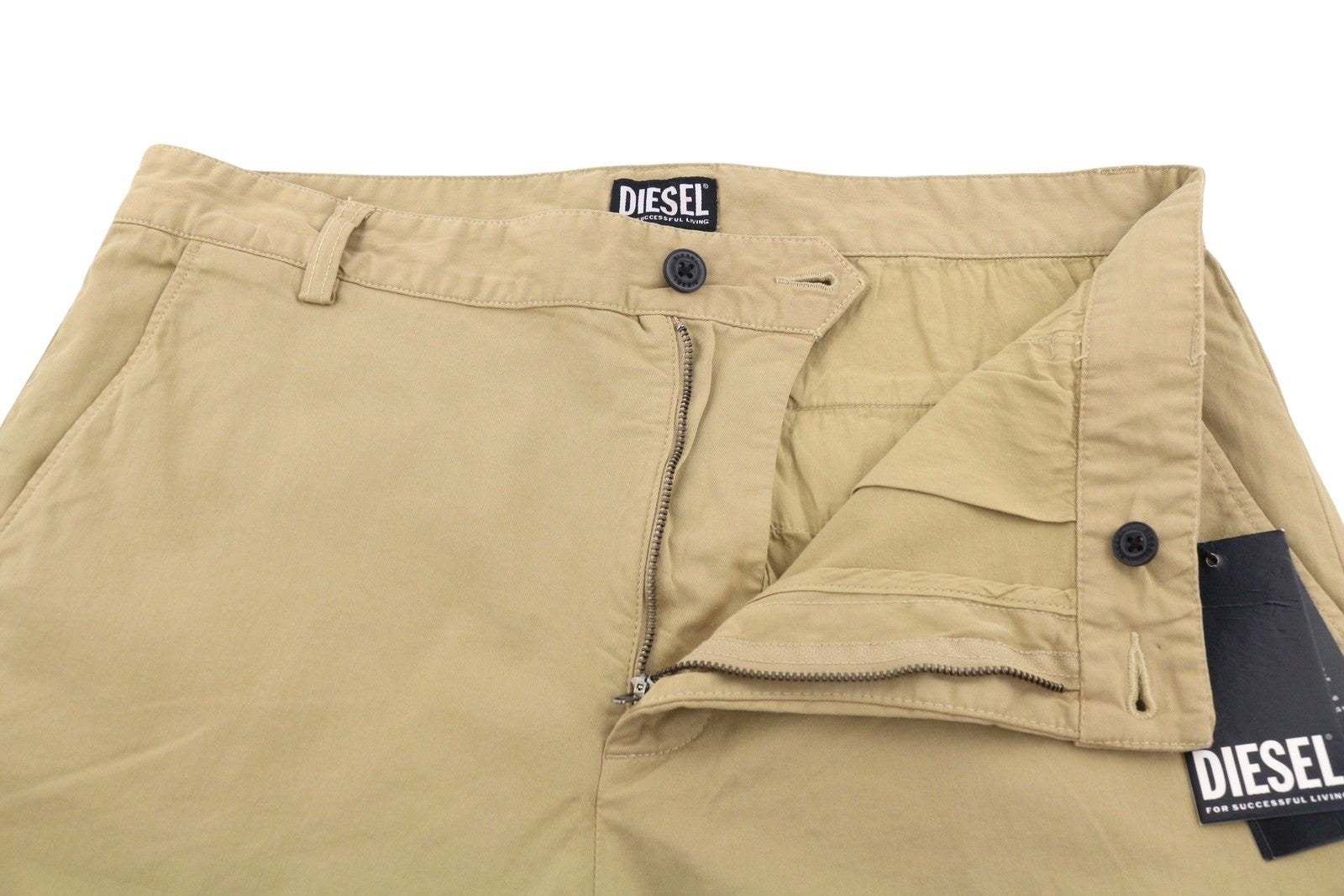 Diesel P-lars-short-in Shorts Masculino 52marrom Zip Fly Classic Chino Rrp120