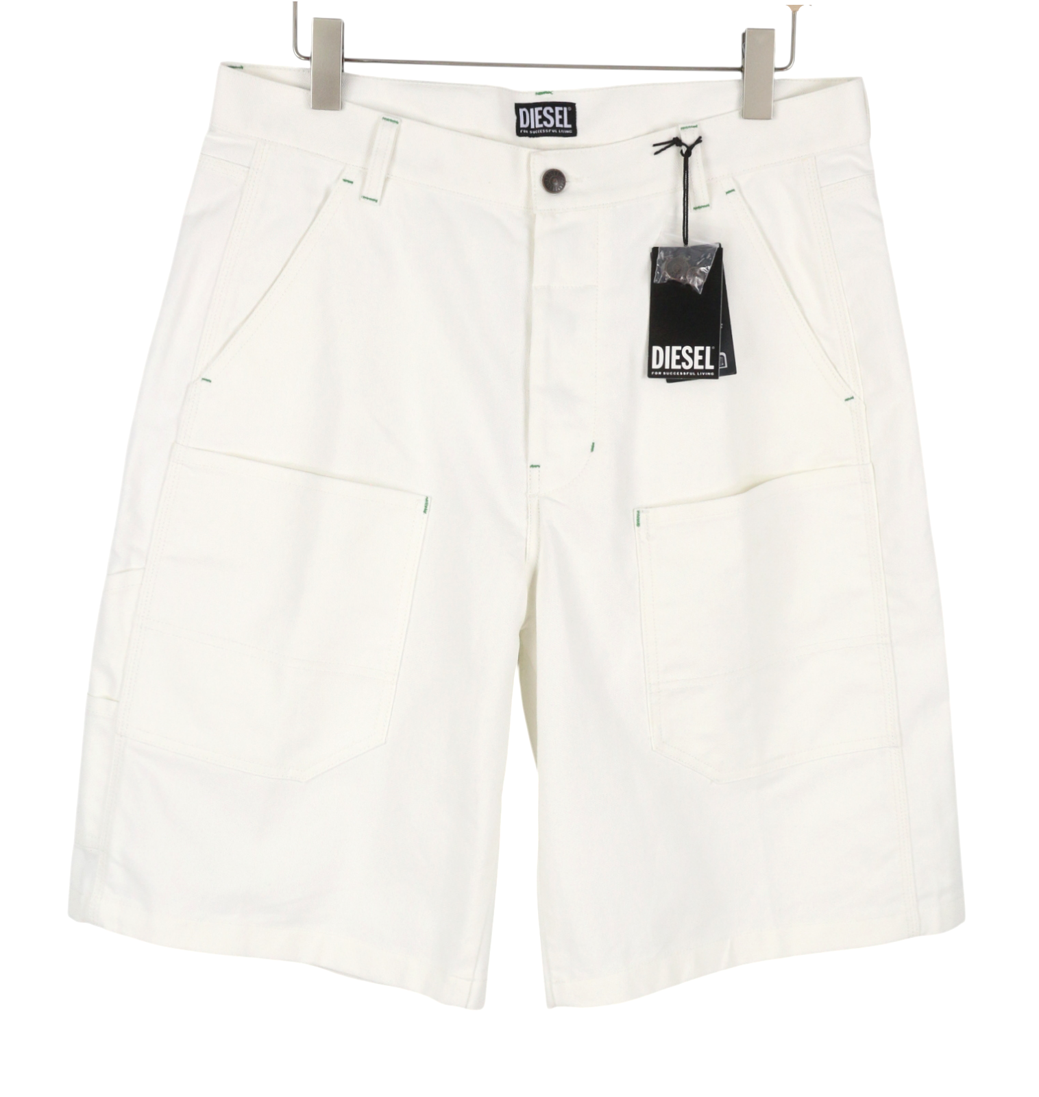 Diesel New Egan Men Shortswhite Rigid Patch Pockets Rrp140