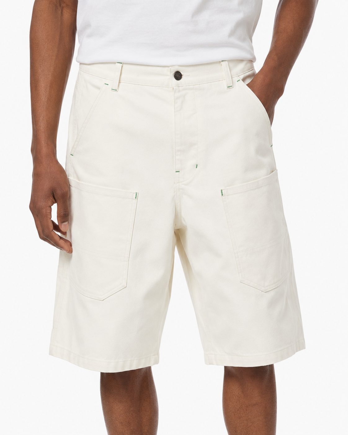 Diesel New Egan Pantaloncini da uomo bianchi con tasche applicate rigide Rrp140