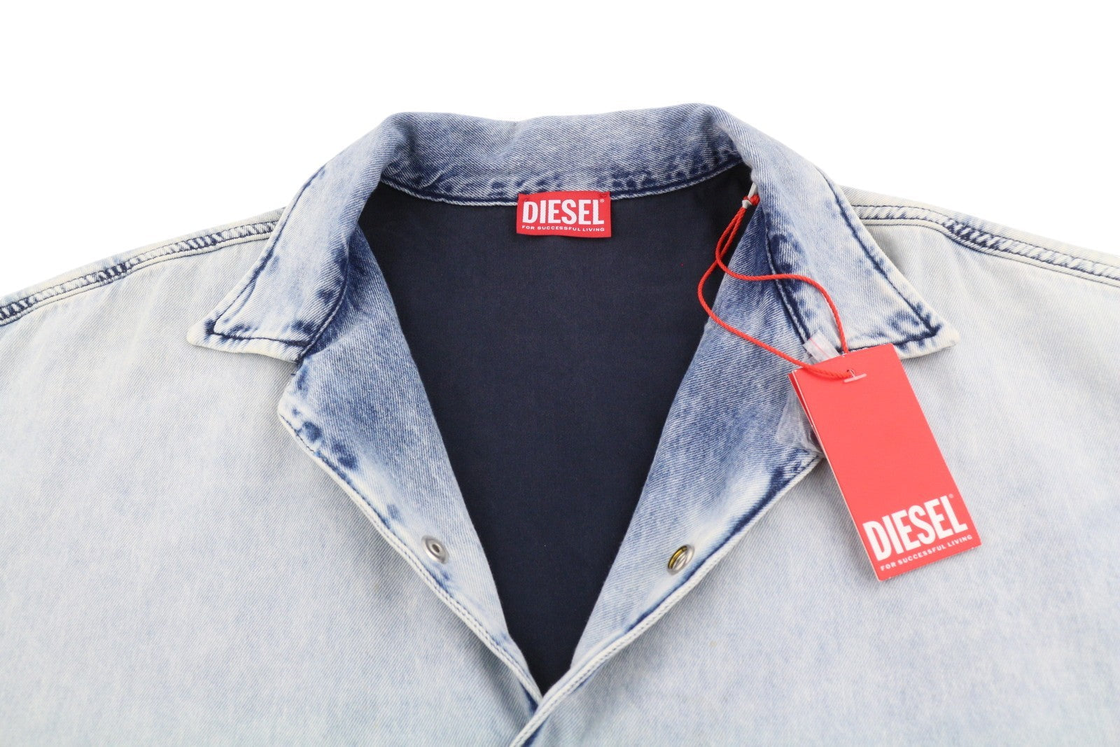 Diesel D-nabil-s Camicia da uomo blu colletto tinto in capo sciolto Rrp295