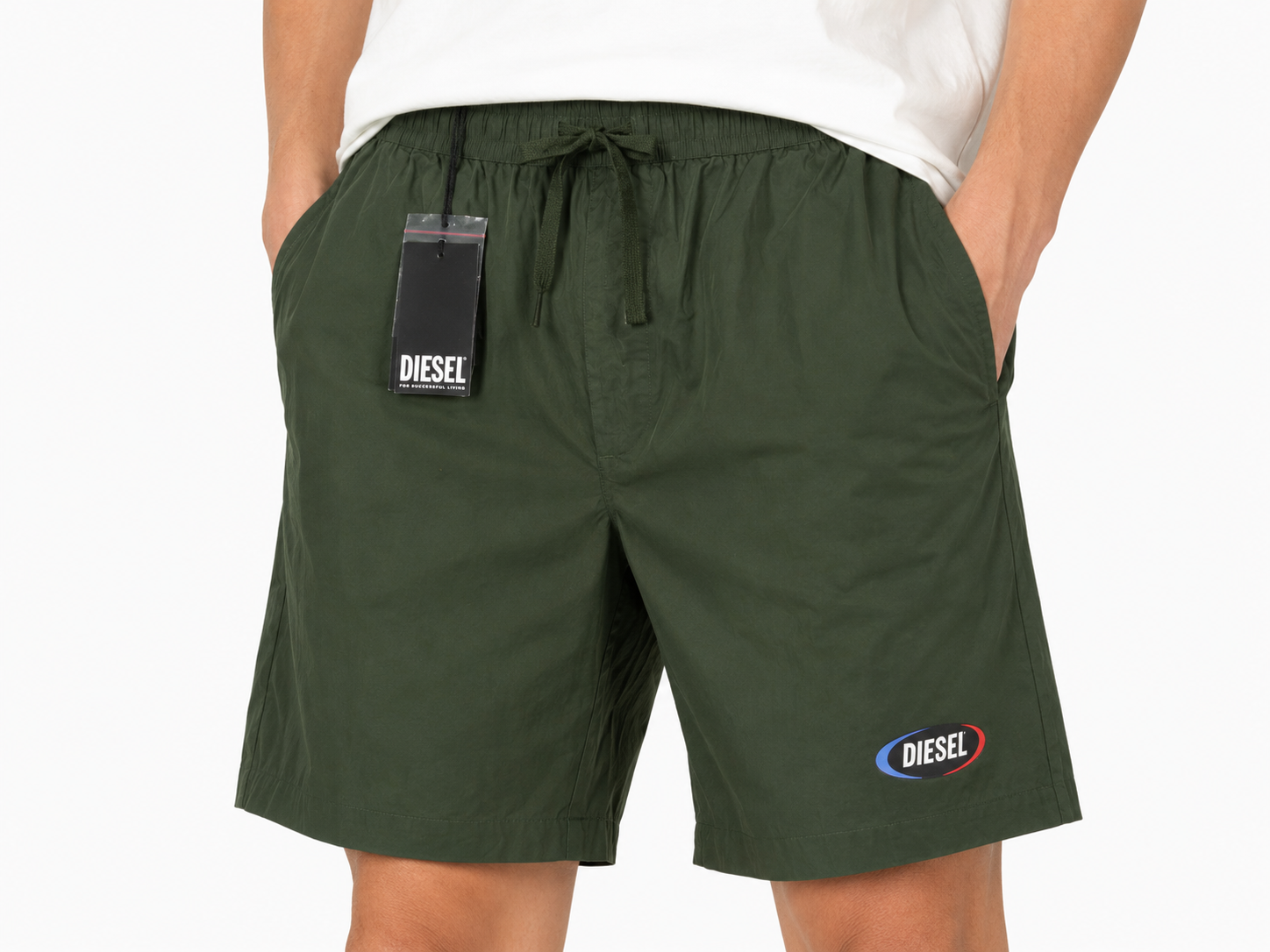 Diesel P-ferg-out-nouveau short homme 54kaki vert taille élastique Rrp120