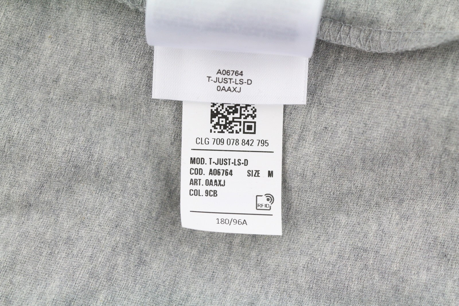 Diesel T-just-ls-d T-shirt da uomo grigio melange girocollo manica lunga