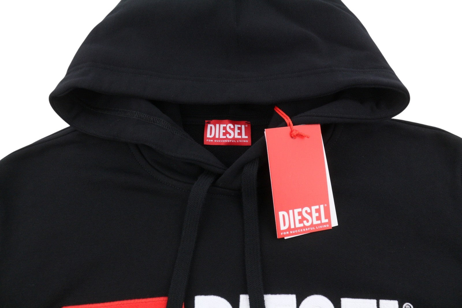 Diesel S-ginn-hood-div Bărbați Hoodie negru buzunar cangur Pull On Rrp160