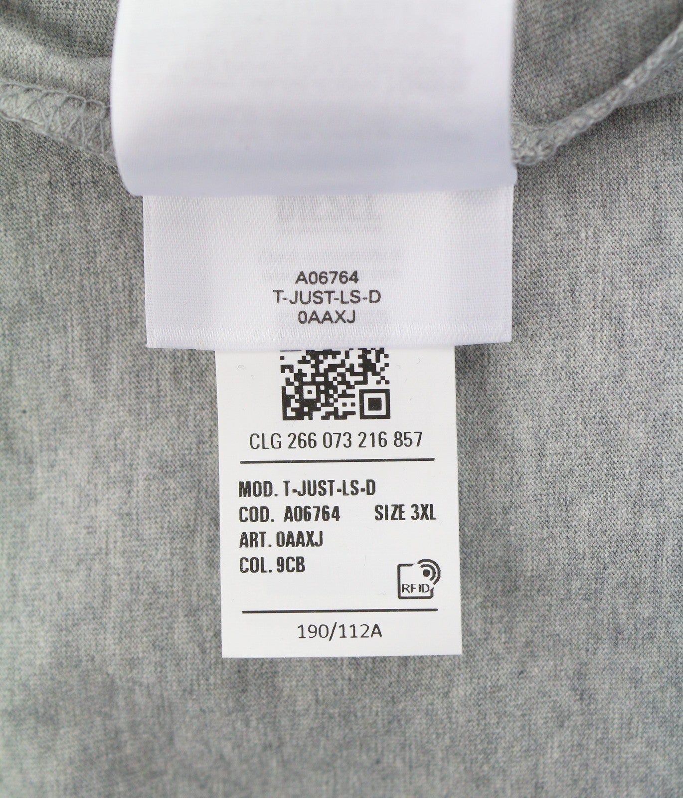 Diesel T-just-ls-d Мъжка тениска сива меланж с кръгла яка с дълъг ръкав