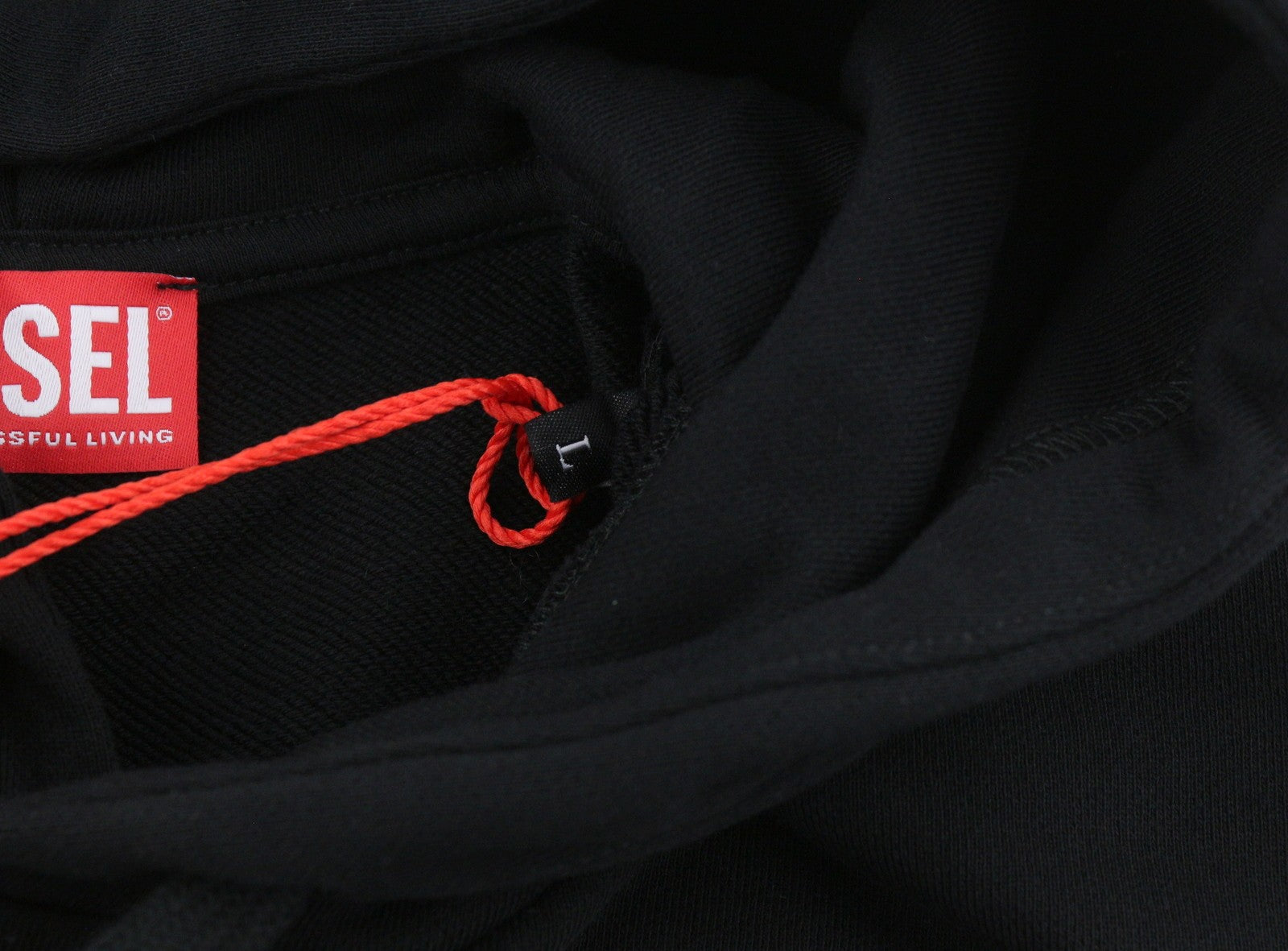 Diesel S-ginn-hood-div Sudadera con capucha de hombre con bolsillo de canguro negro Rrp160