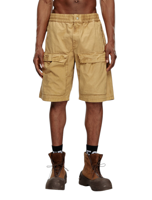 Diesel P-beeck-short Masculino Shorts 50marrom Cintura Elástica Cargo Rrp195