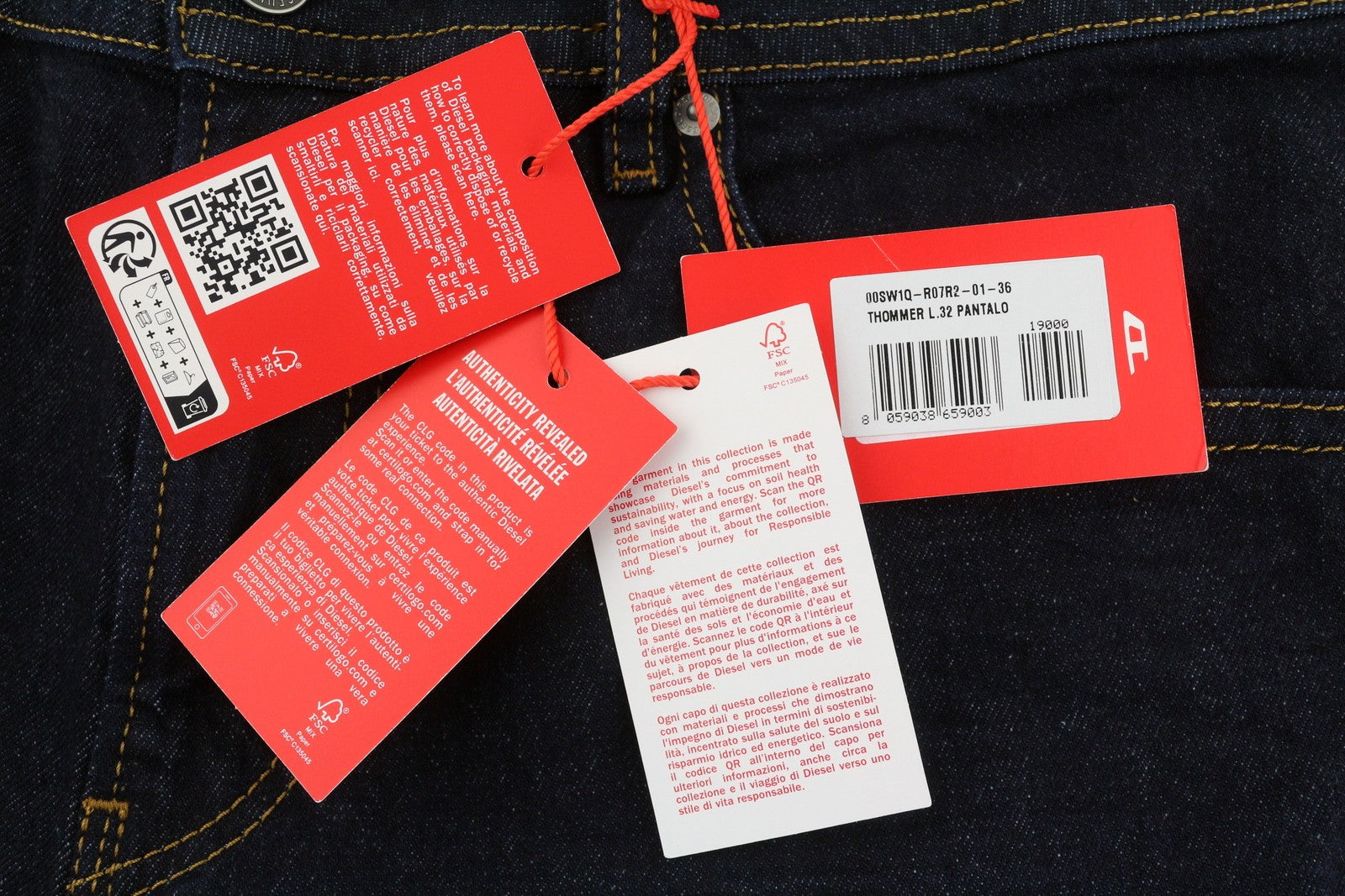 Diesel Thommer R07r2 Men Jeansdark Blue Slim Fit Low Waist Rrp150