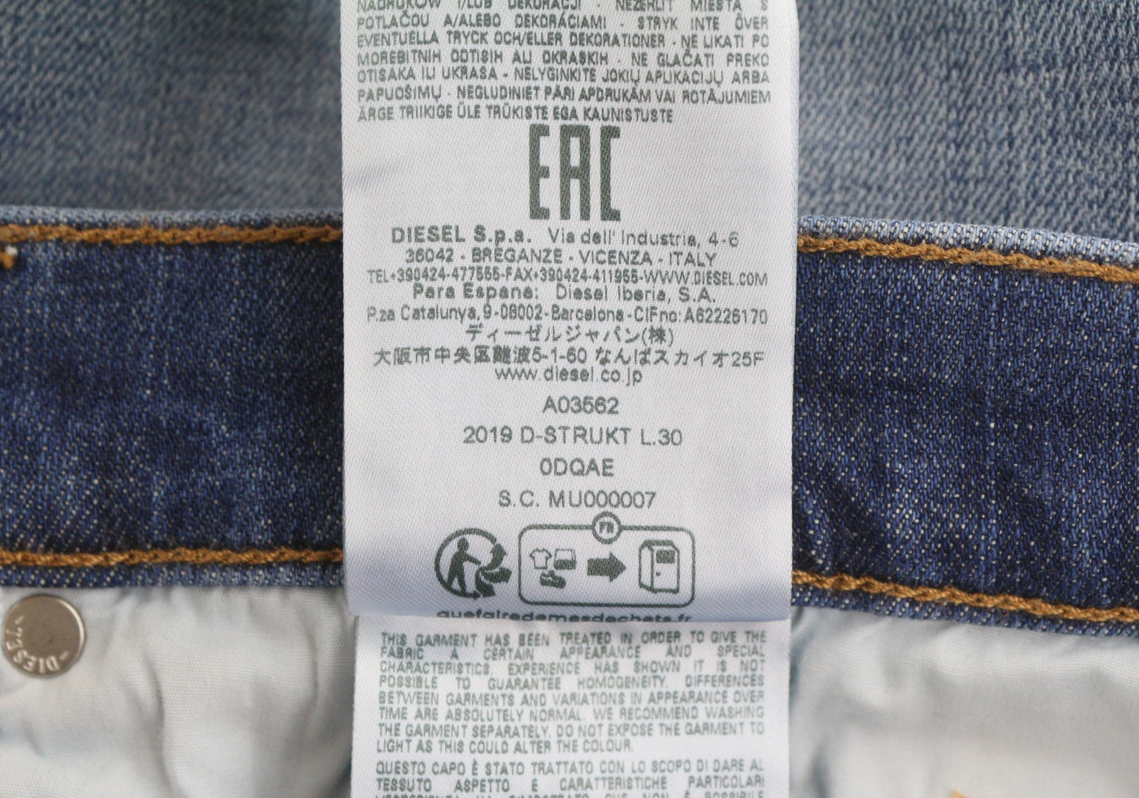 Diesel 2019 D-strukt 0dqae Uomo Jeansblue Faded Sim Fit Rrp175