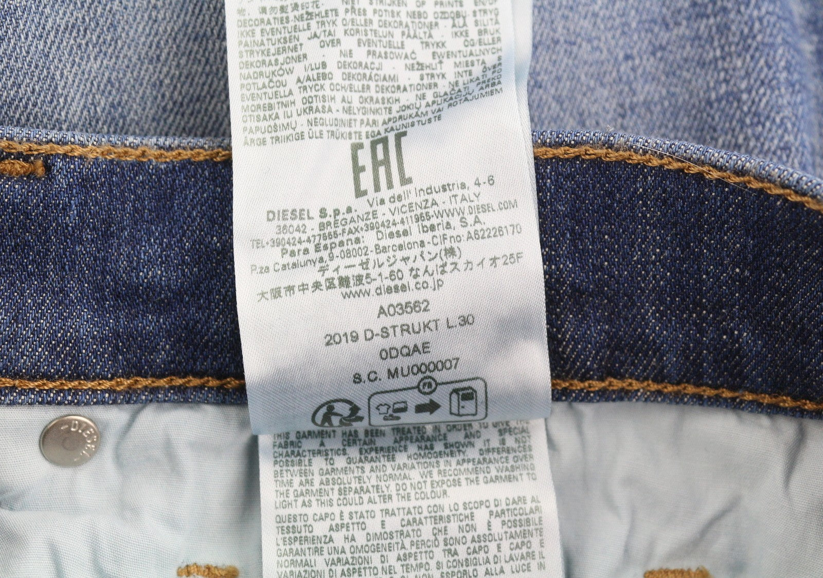 Diesel 2019 D-strukt 0dqae Uomo Jeansblue Faded Sim Fit Rrp175