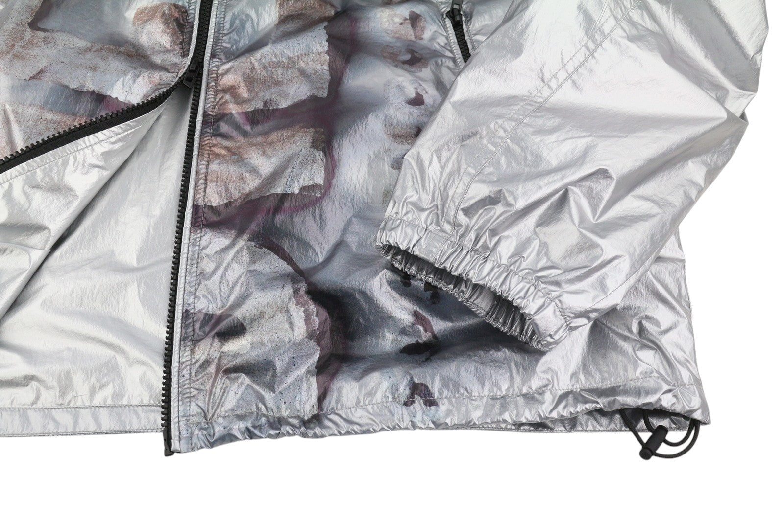 Díosal J-otte Fir Jacketshiny Silver Hooded Windbreaker Éadrom Rrp295