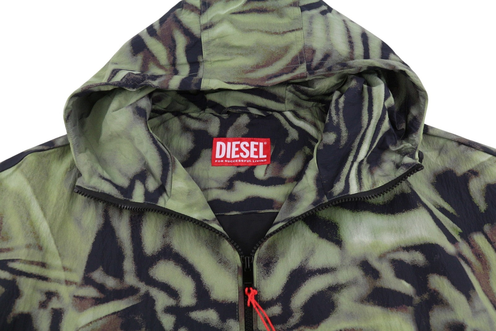 Diesel J-leopold-zebra Giacca da uomoverde Giacca a vento con cappuccio leggera Rrp275