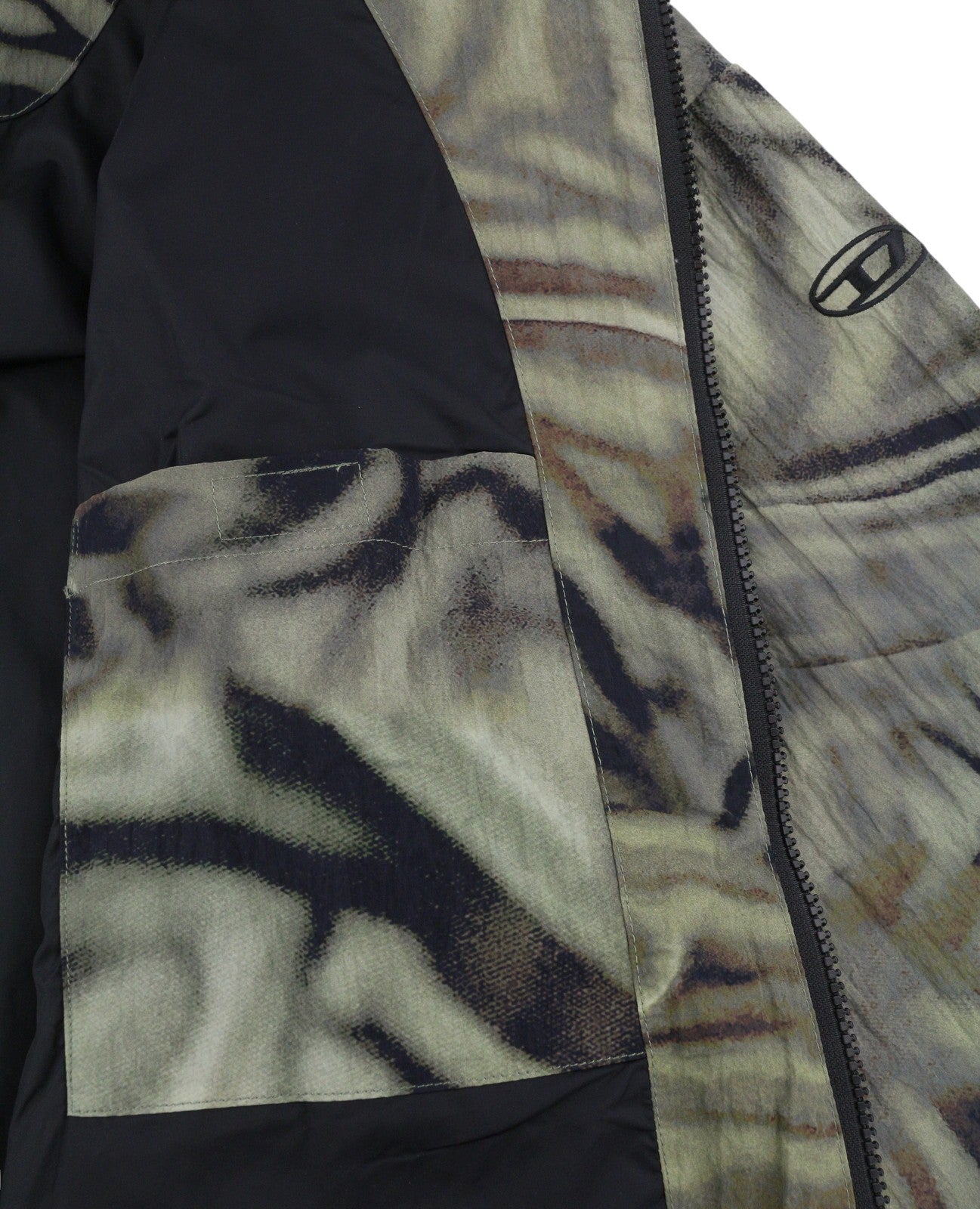 Diesel J-leopold-zebra Giacca da uomoverde Giacca a vento con cappuccio leggera Rrp275