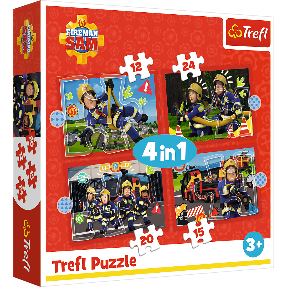 Puzzle 4 în 1 - Aventurile pompierului Sam Trefl 34632