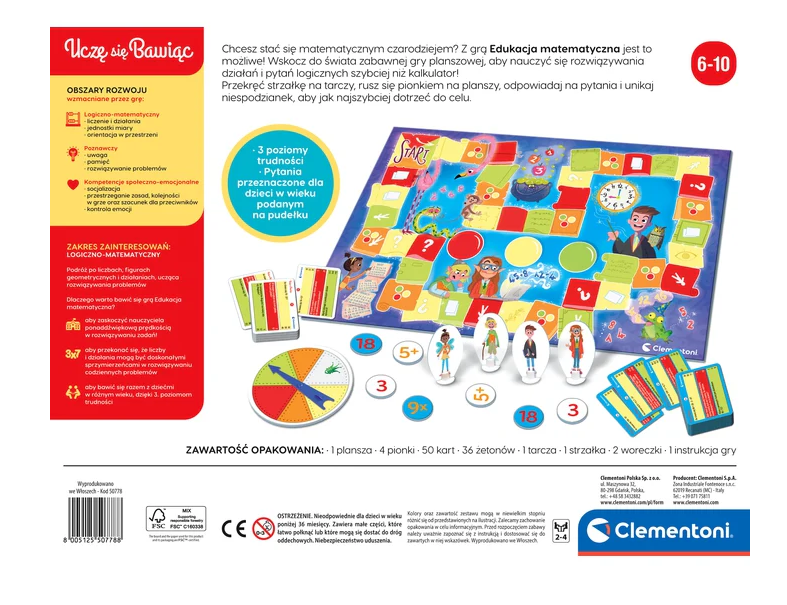 Board Game Educational Mathematics Learn Through Play Polish Language Clementoni 50778