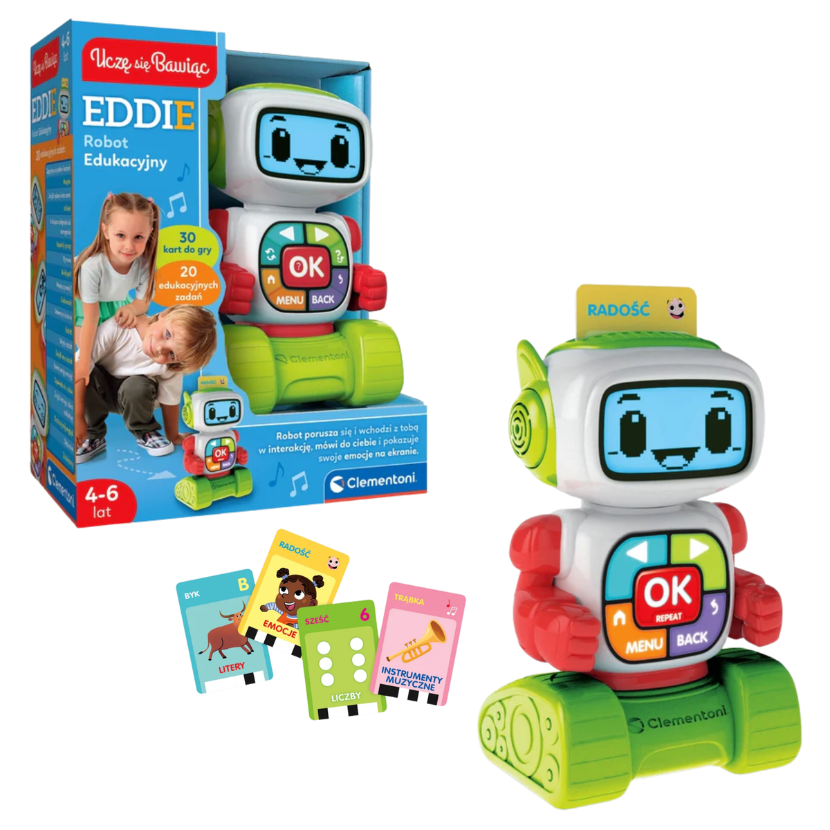Oktató robot Eddie lengyel nyelvtanulás játékon keresztül Clementoni 50411