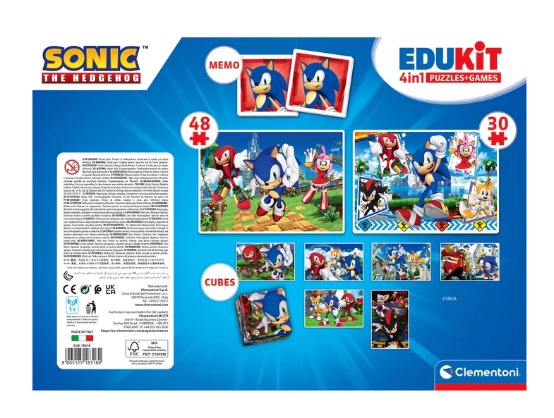 Educational Set Puzzle Memo & Blocks Sonic Clementoni 18318