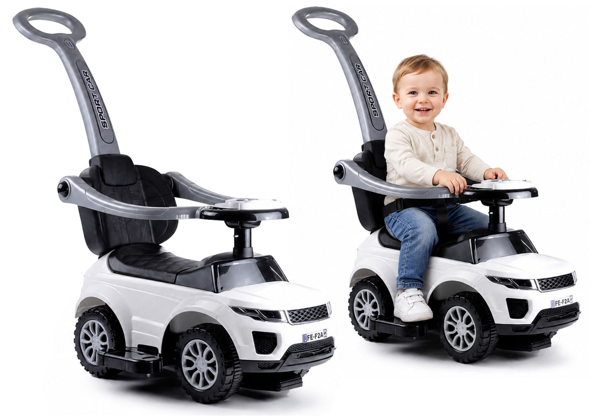 614w Малки деца Ride On Push заедно с родителска дръжка - Бяла