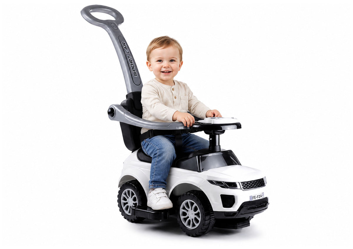 614w Toddlers Ride On Push Along With Parent Handle - White