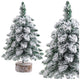 Decorative Artificial Christmas Tree On A Trunk Covered With Snow 60 X 16 Cm