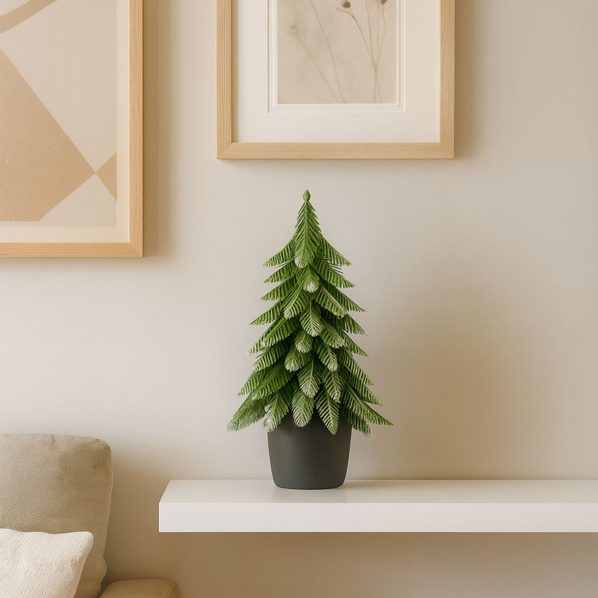 Artificial Decorative Christmas Tree In A Pot Silver Finish 22x10cm
