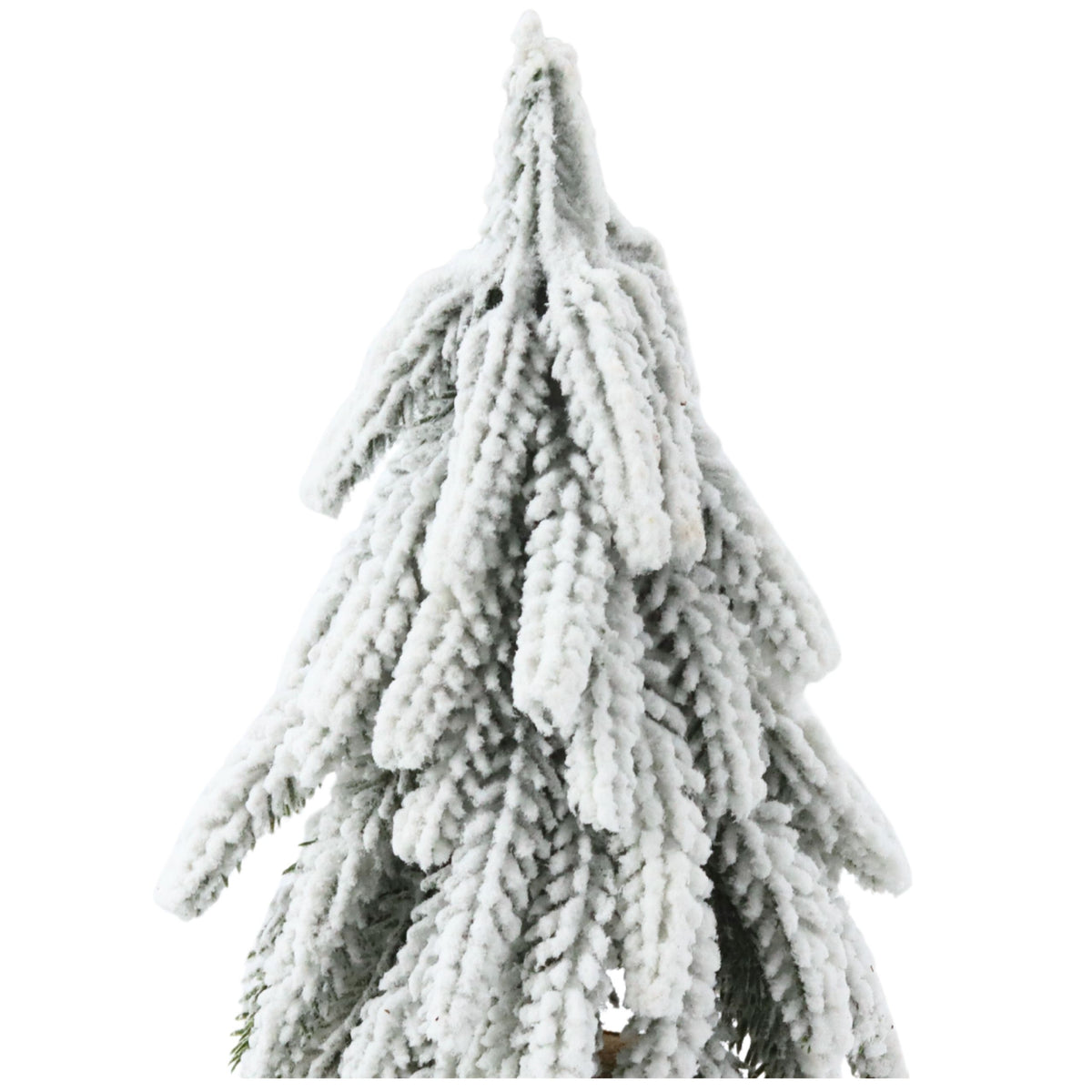 Decoratieve kunstkerstboom op een met sneeuw bedekte stam 20 x 9 cm