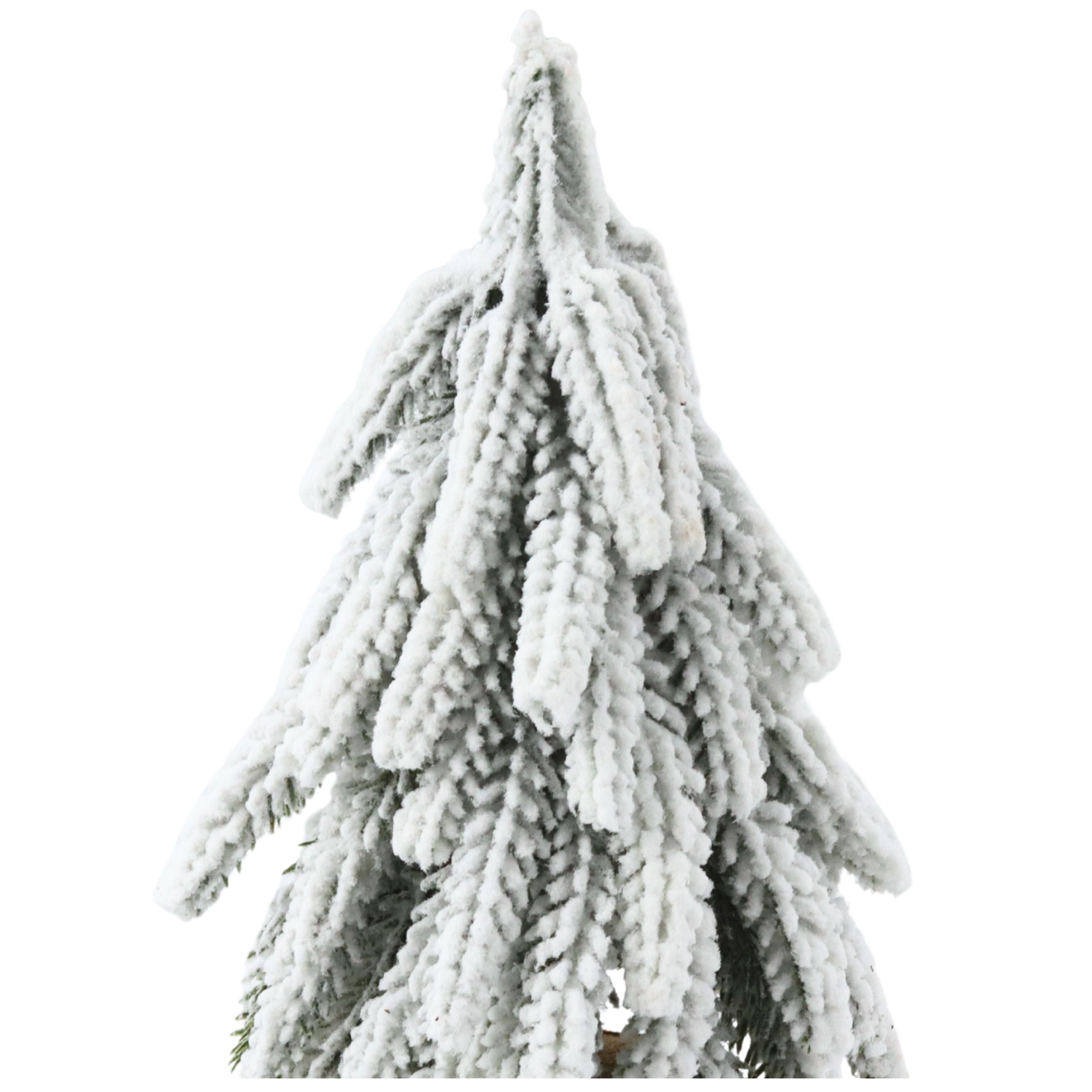 Decorative Artificial Christmas Tree On A Trunk Covered With Snow 30 X 10 Cm