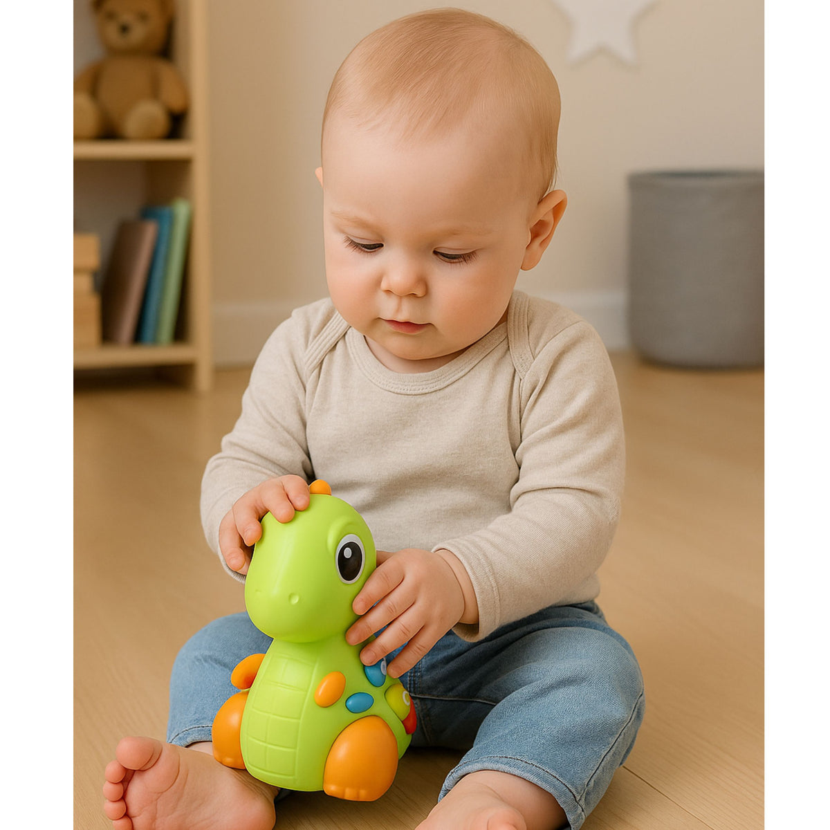 Interactive Toy For Toddlers Dinosaur On Wheels Lights And Sounds