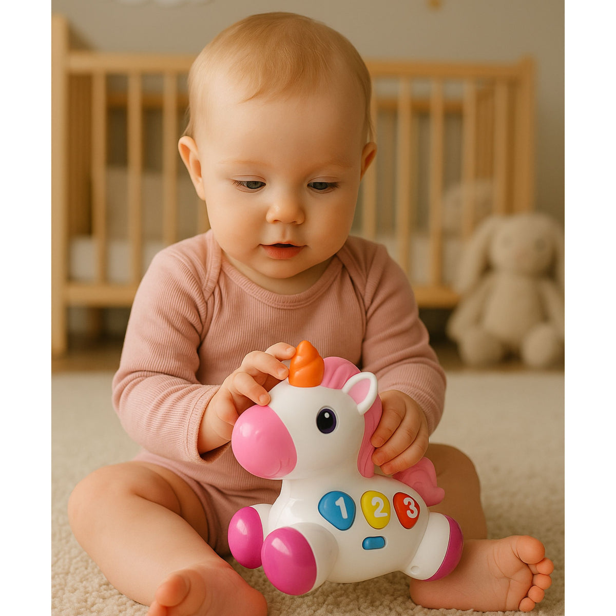 Interactive Toy For Toddlers Unicorn On Wheels Lights And Sounds