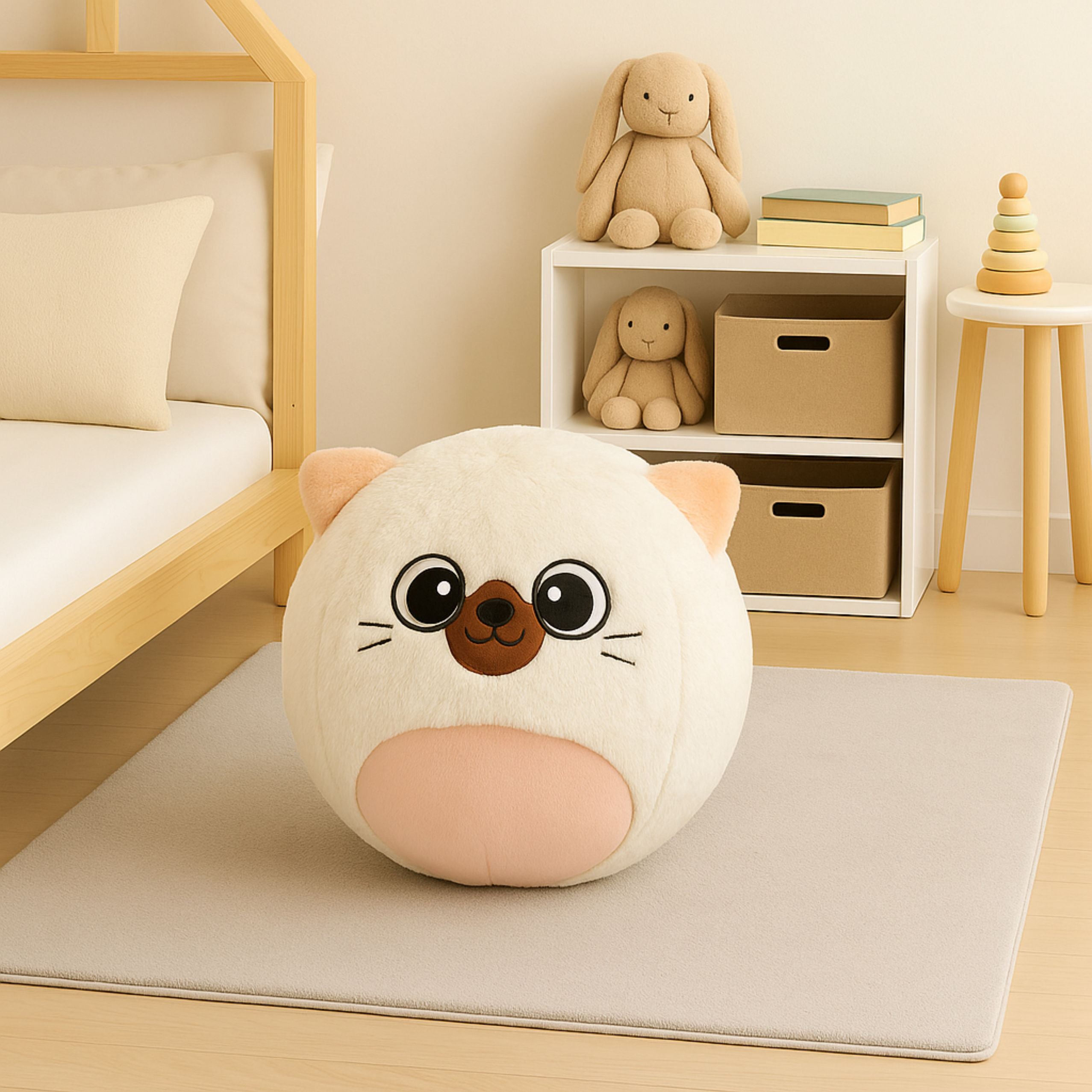 Rosnąca pluszowa dmuchana piłka biała kotek pompka 50 cm