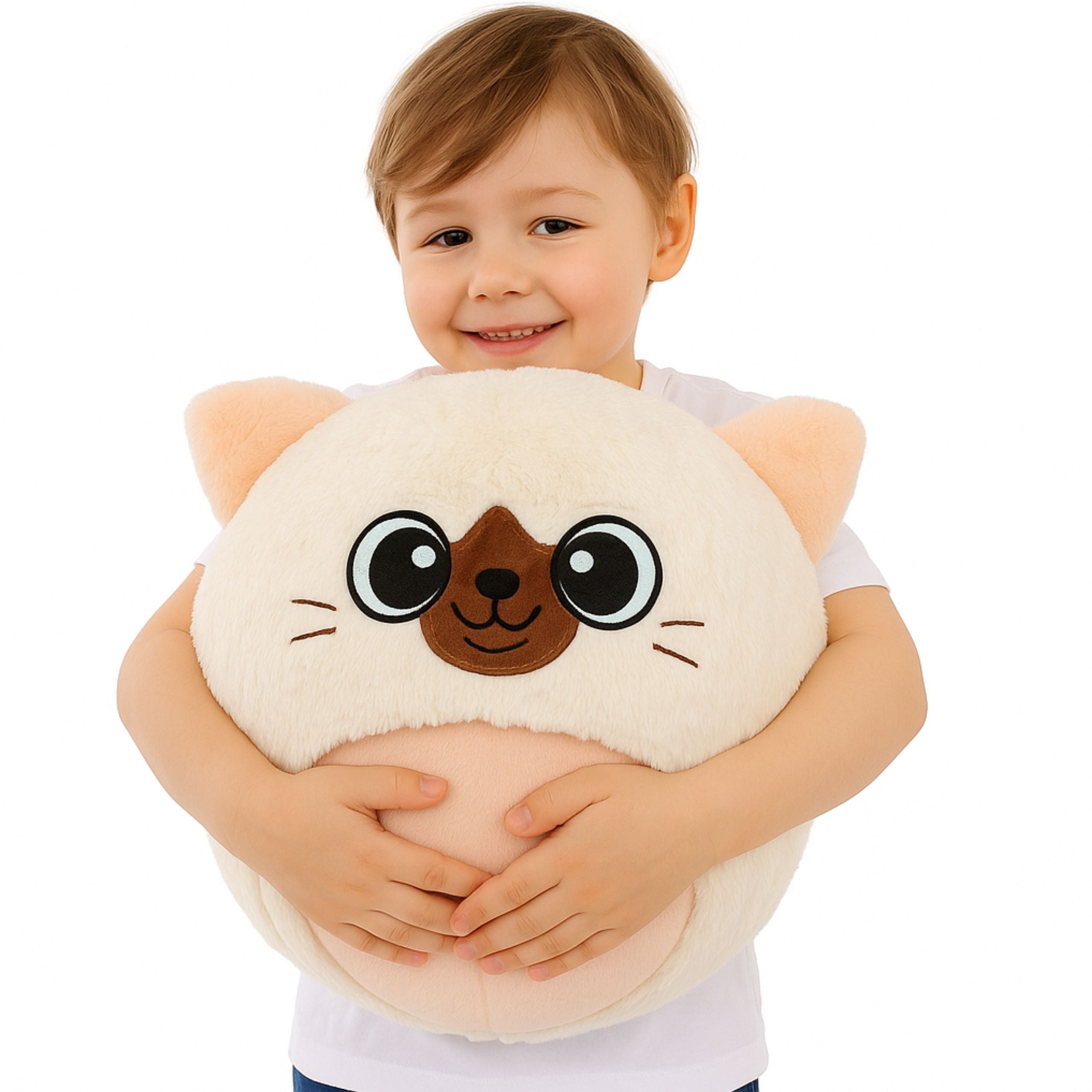 Rosnąca pluszowa dmuchana piłka biała kotek pompka 50 cm