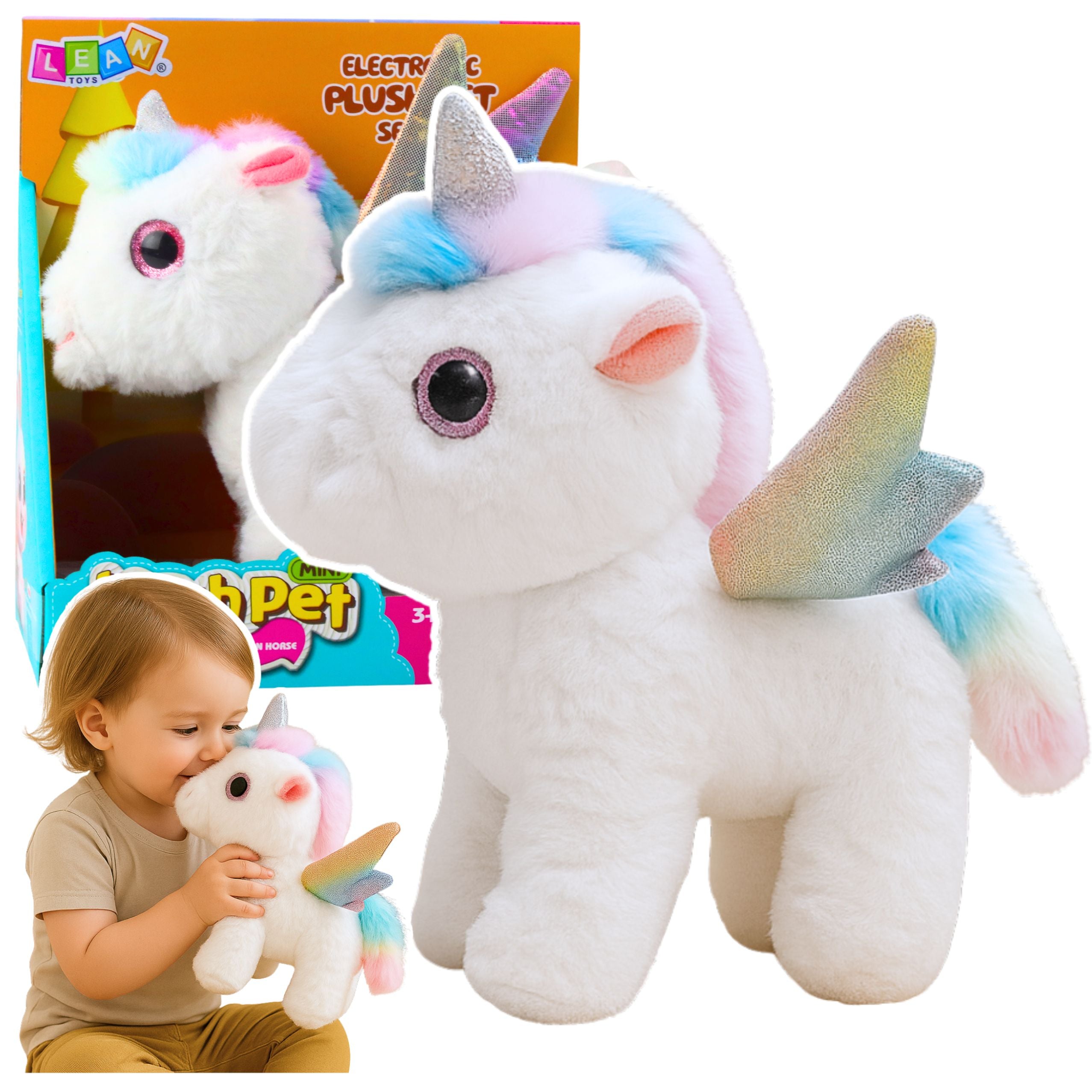 Unicorn Plush Interactive Moves Sounds White 21 Cm