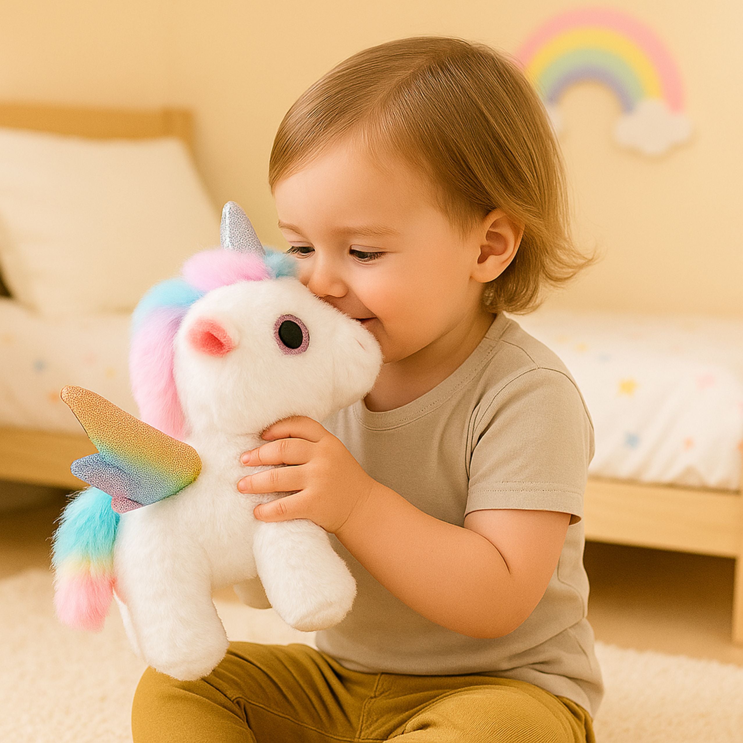 Unicorn Plush Interactive Moves Sounds White 21 Cm