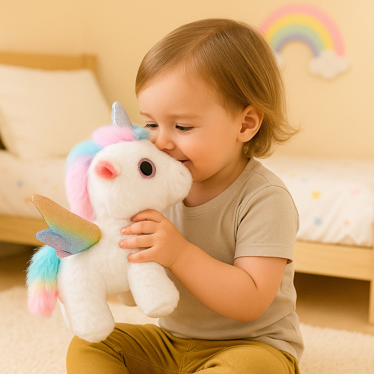 Unicorn Plush Interactive Moves Sounds White 21 Cm
