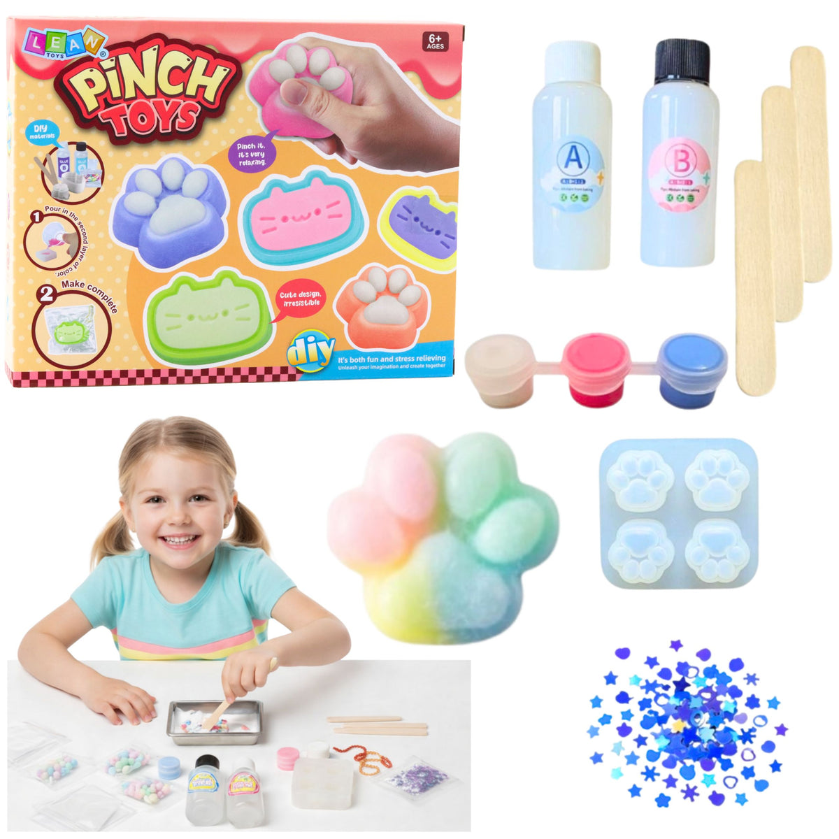 Diy Creative Kit For Creating Squishies Squishies Cat Paw 44 Pcs.